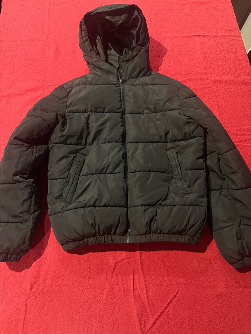 H&M Black Hooded Puffer Jacket